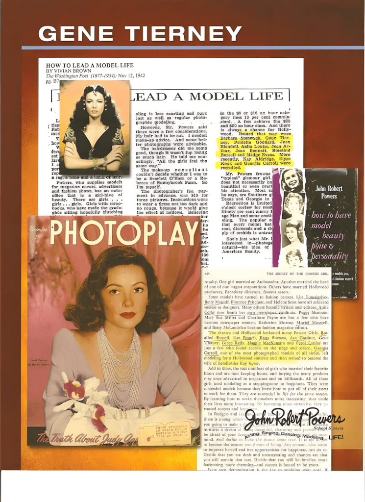 Gene Tierney - a legacy of John Robert Powers